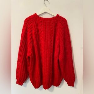 Red Chunky Winter Knit Sweater - O/S